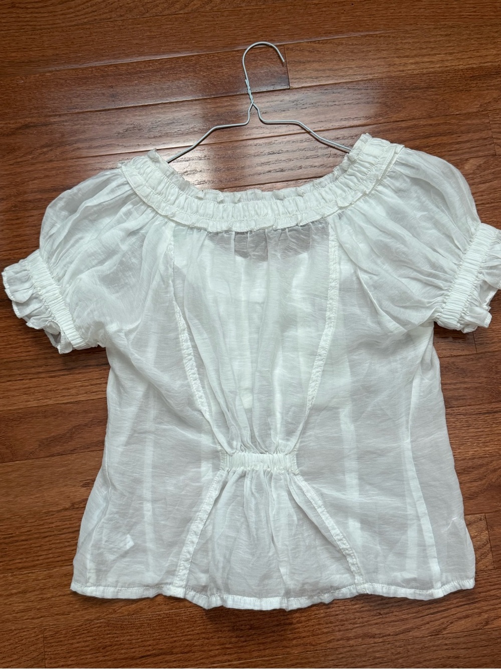Anthropologie Pilcro Silky Sheer White Ruffled Blouse - Picture 2 of 3